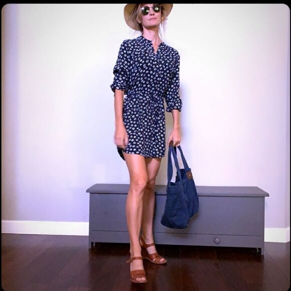 LOFT Navy Flowy Tunic/ Dress - Picture 3 of 14